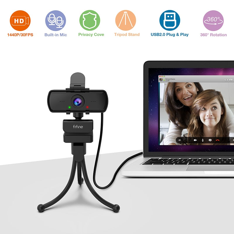 "FIFINE" 1440p Full HD PC Webcam with Microphone - League of Legends Fan Store