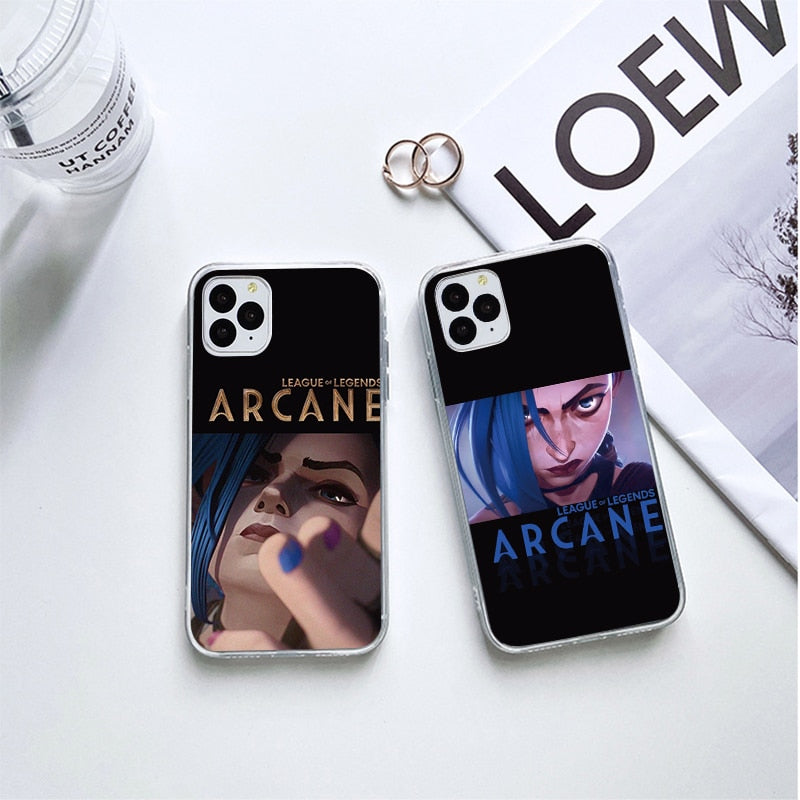 League of Legends Cartoon Arcane Jinx Phone Case For iPhone 11 12 13 Pro Max Mini XR XS X 8 7 Plus Sofe TPU Phone Cover Funda - League of Legends Fan Store