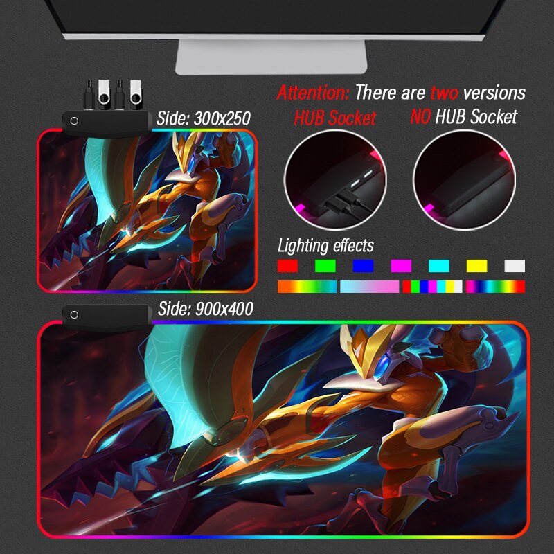 League of Legends Collection 17 RGB Mouse Pad Hi-Speed HUB 4 Port USB LOL Yasuo DIY Mousepad With Backlit Table Carpet - League of Legends Fan Store