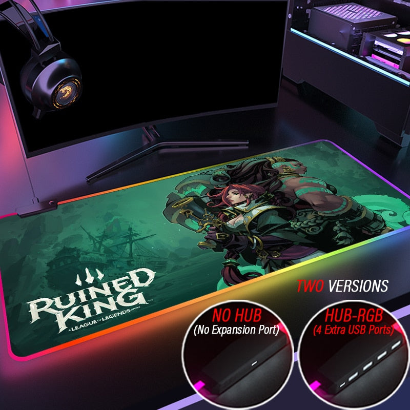 League of Legends Collection 1 LED Mousepad Ruined King A League Of Legends Story RGB Custom Arcane LOL Desk Mouse Pad With HUB 4 Port USB - League of Legends Fan Store