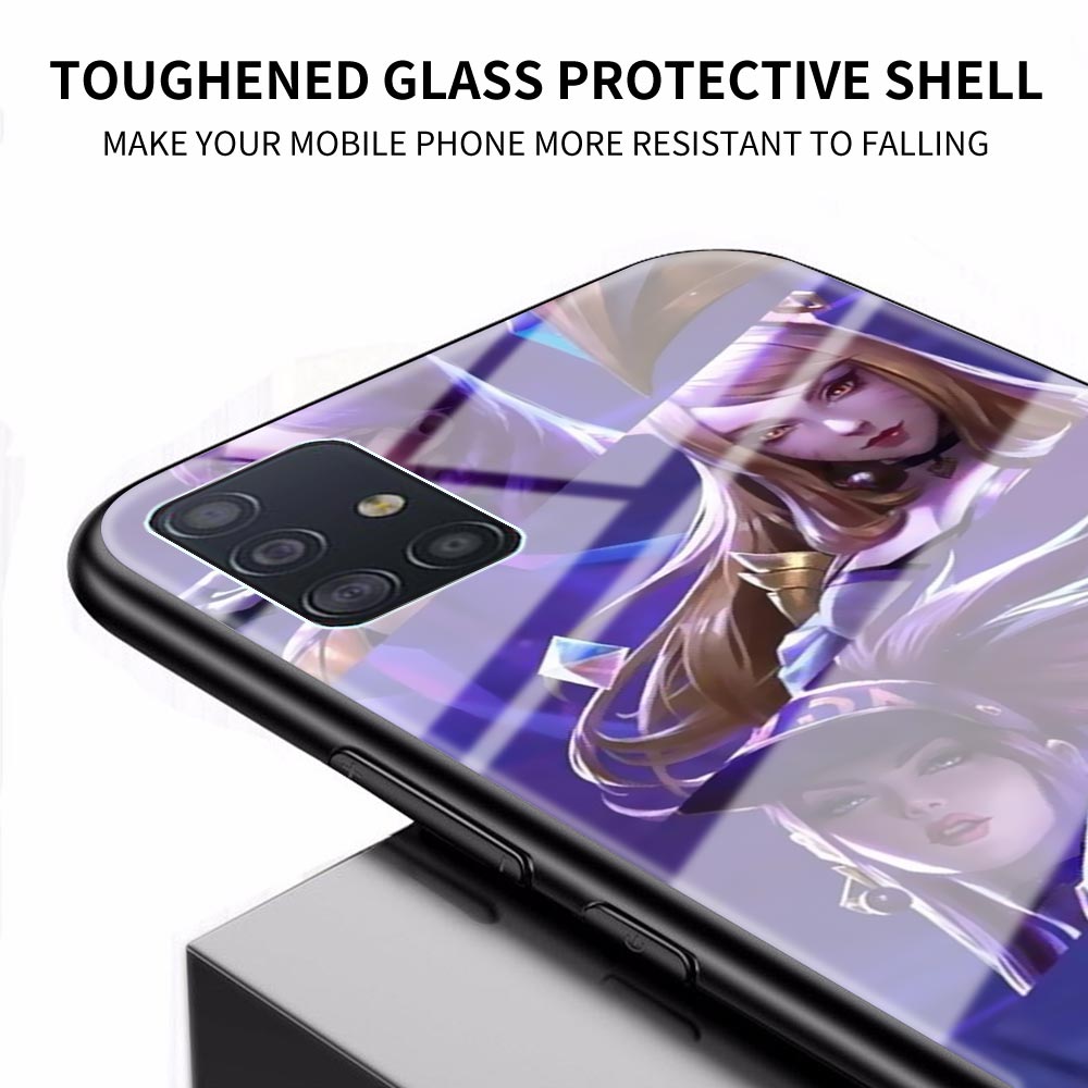 Collection 2 Glass Case For Samsung Galaxy A51 A50 A71 M31 A70 A10 A40 A30 A31 M51 Shockproof Phone Cover Back Shell League Legends LOL Kda - League of Legends Fan Store