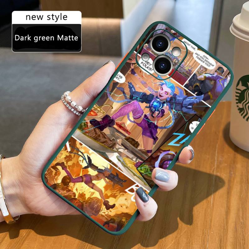 Arcane jinx Phone Case For iPhone 12 11 Mini Pro XR XS Max 7 8 Plus X Matte transparent Back Cover - League of Legends Fan Store