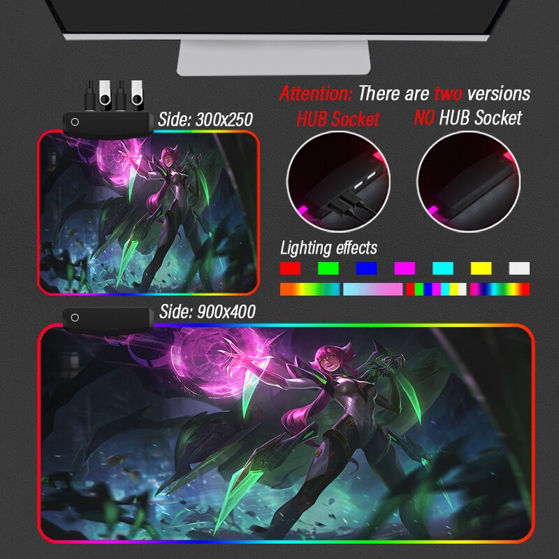 League of Legends Collection 17 RGB Mouse Pad Hi-Speed HUB 4 Port USB LOL Yasuo DIY Mousepad With Backlit Table Carpet - League of Legends Fan Store