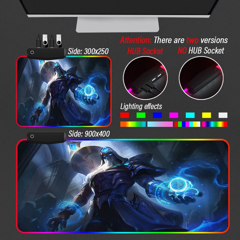 League of Legends Collection 22 RGB Mousepad HUB 4 Port USB LOL Yasuo Led Locking Edge Carpet XXL90x40cm  Mouse Pad - League of Legends Fan Store