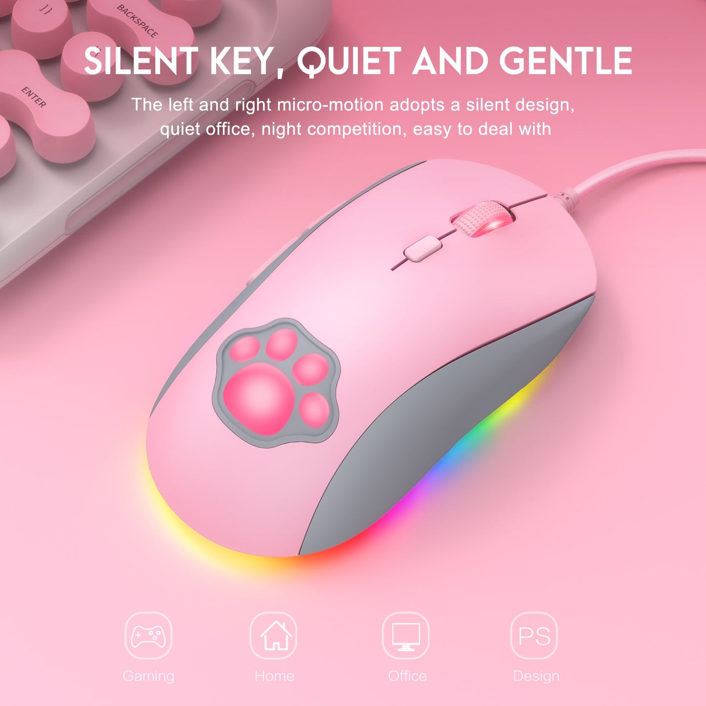 ONIKUMA Gaming Mouse RGB Glow Pink - League of Legends Fan Store