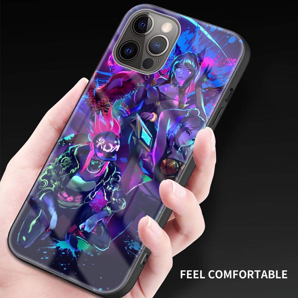 Collection 1 Glass Case For Apple iPhone 11 Pro Max 12 Mini 8 7 XS XR X 6 6S Plus SE 2020 Phone Cover Fundas Capa League Legends LOL Kda - League of Legends Fan Store