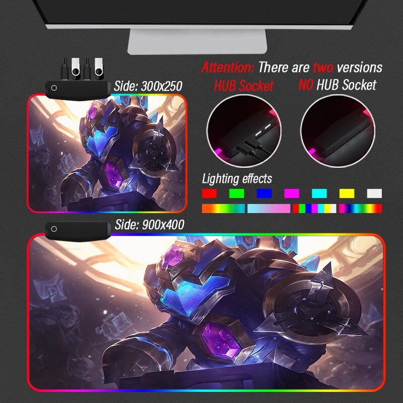 League of Legends Collection 20 RGB Mouse Pad League of Legends LED Gradient Washable Backlit Mat With Hub 4 Port USB - League of Legends Fan Store