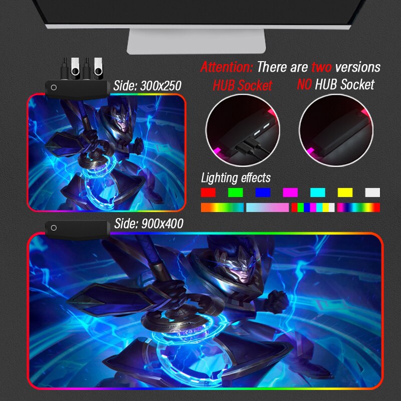 League of Legends Collection 20 RGB Mouse Pad League of Legends LED Gradient Washable Backlit Mat With Hub 4 Port USB - League of Legends Fan Store