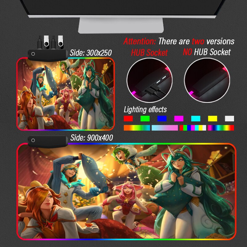 League of Legends Collection 3 Mouse Pad Anime Gaming RGB LOL Mat 4 Port USB Customized Mousepad - League of Legends Fan Store