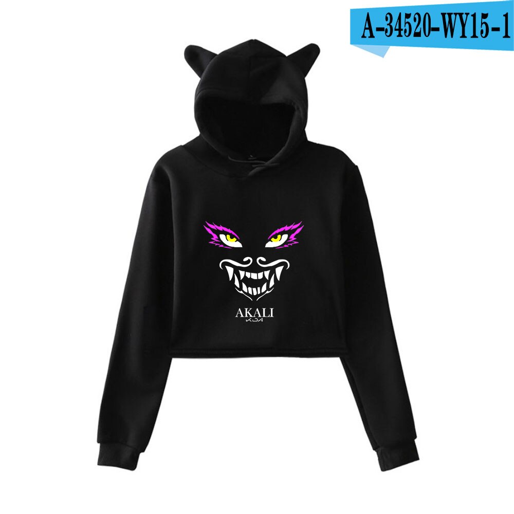 K/DA The Baddest Cat Ear Crop Hoodies Collection - League of Legends Fan Store