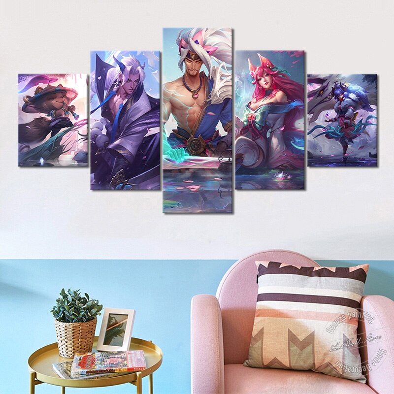 "New Spirit Blossom" Skins Yasuo Ahri Yone Teemo Kindred Poster - Canvas Painting - League of Legends Fan Store