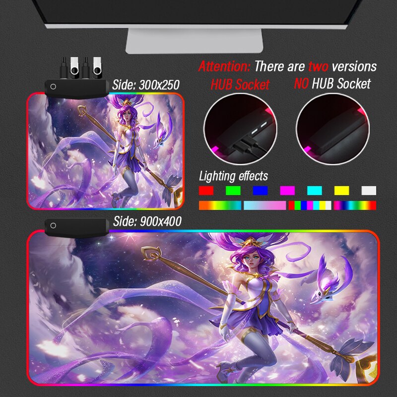 League of Legends Collection 3 Mouse Pad Anime Gaming RGB LOL Mat 4 Port USB Customized Mousepad - League of Legends Fan Store