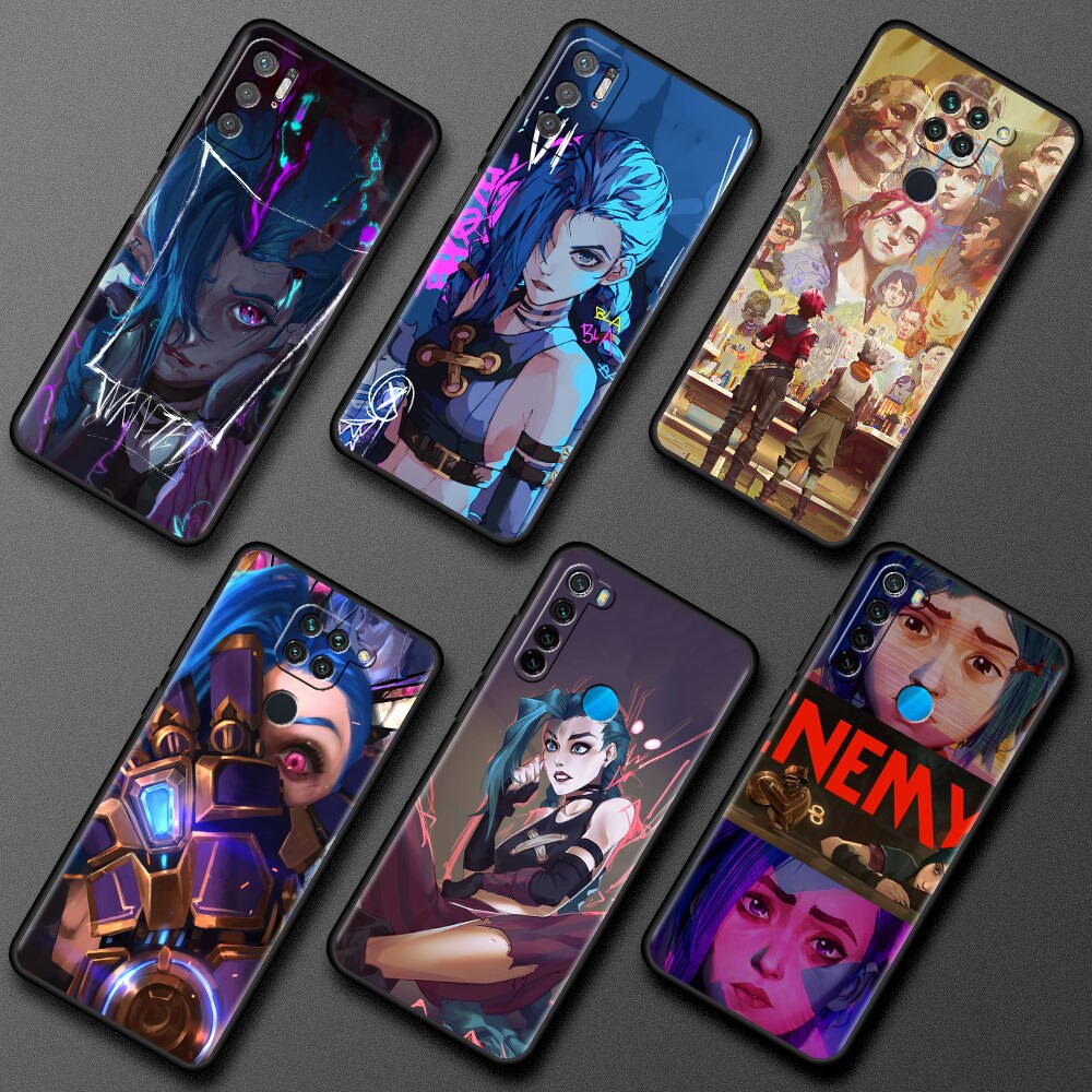 Arcane Hot Anime Soft Case For Xiaomi Redmi Note 9 8 10 Pro 9S 10S 9C NFC K40 9A 7 9T 8T 7A Black Phone Cover Silicone Shell Sac - League of Legends Fan Store