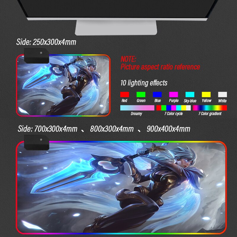 League of Legends Collection 4 RGB Gaming Mouse Pad LOL Anti-Slip Rubber Base Computer Keyboard LED MousePad For PC Desk Support DIY - League of Legends Fan Store