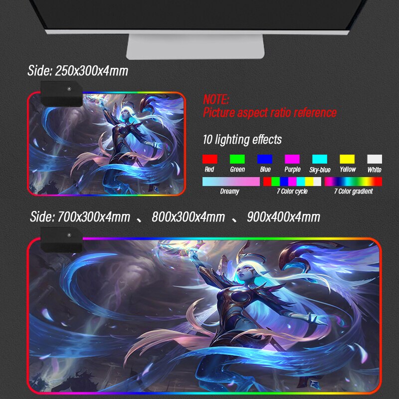 League of Legends Collection 4 RGB Gaming Mouse Pad LOL Anti-Slip Rubber Base Computer Keyboard LED MousePad For PC Desk Support DIY - League of Legends Fan Store