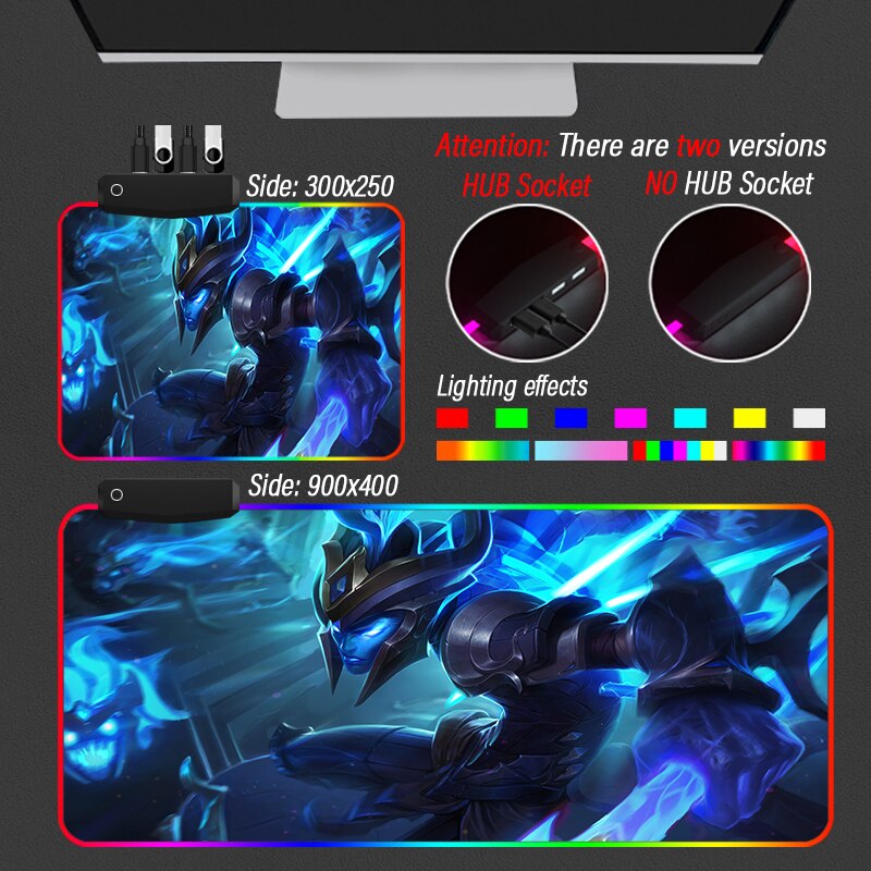 League of Legends Collection 22 RGB Mousepad HUB 4 Port USB LOL Yasuo Led Locking Edge Carpet XXL90x40cm  Mouse Pad - League of Legends Fan Store