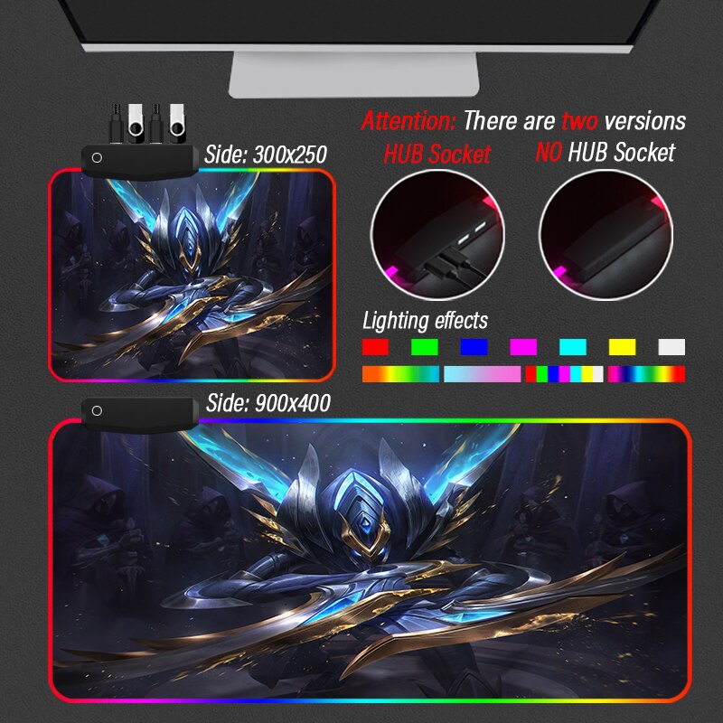 League of Legends Collection 22 RGB Mousepad HUB 4 Port USB LOL Yasuo Led Locking Edge Carpet XXL90x40cm  Mouse Pad - League of Legends Fan Store