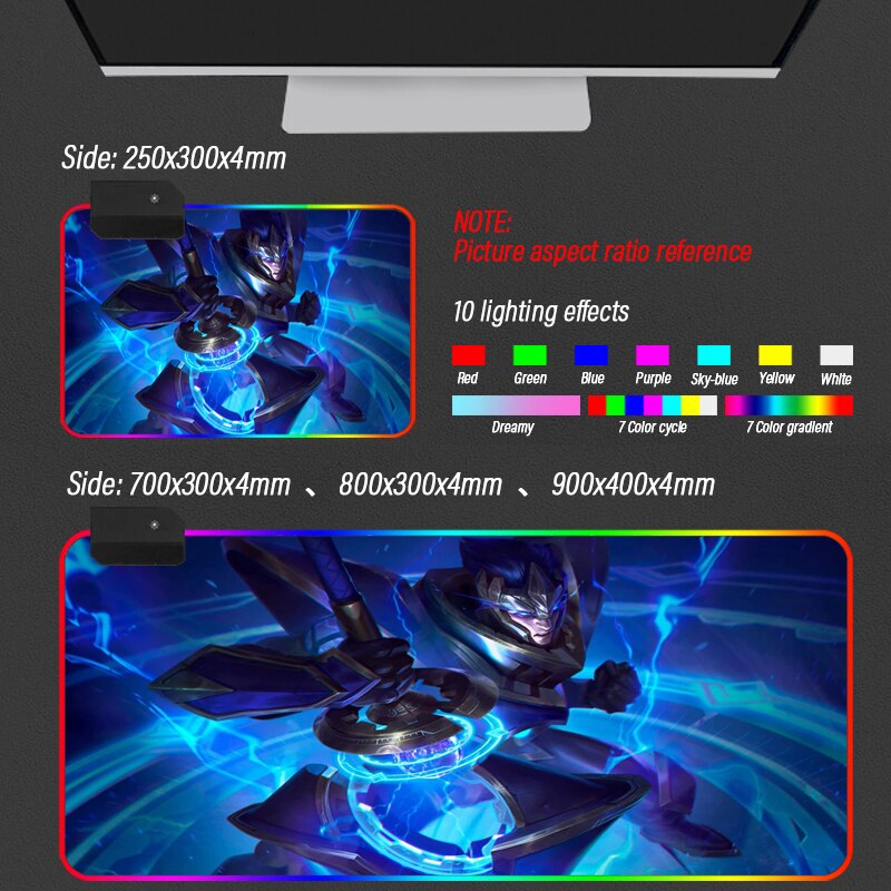 League of Legends Collection 18 RGB Mouse Pad Led Computer Mousepad Backlight Surface Mause Pad LOL Keyboard Desk Mat Support DIY - League of Legends Fan Store