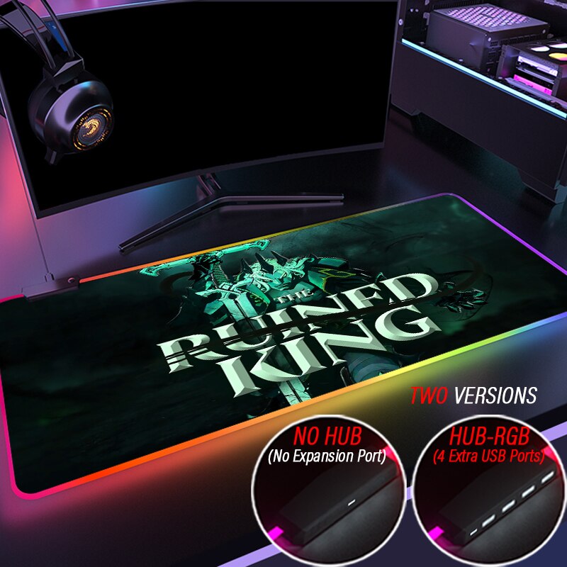 League of Legends Collection 1 LED Mousepad Ruined King A League Of Legends Story RGB Custom Arcane LOL Desk Mouse Pad With HUB 4 Port USB - League of Legends Fan Store