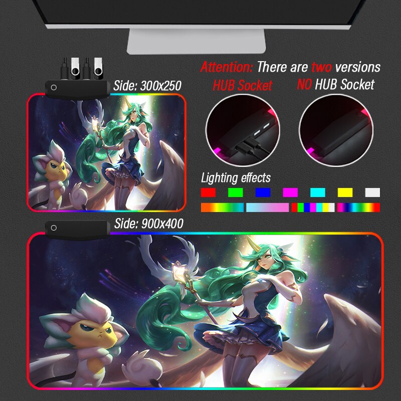 League of Legends Collection 3 Mouse Pad Anime Gaming RGB LOL Mat 4 Port USB Customized Mousepad - League of Legends Fan Store