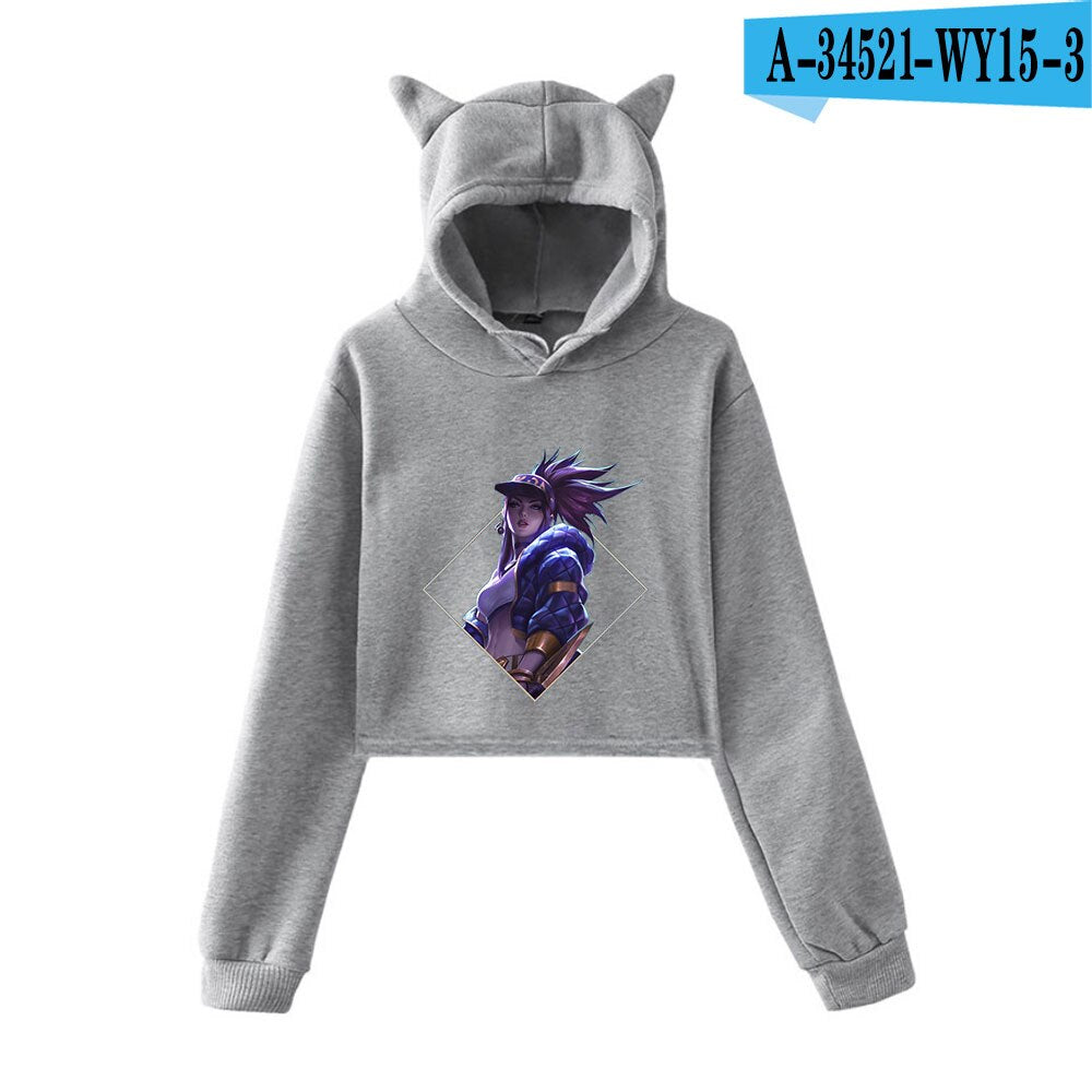 K/DA The Baddest Cat Ear Crop Hoodies Collection - League of Legends Fan Store