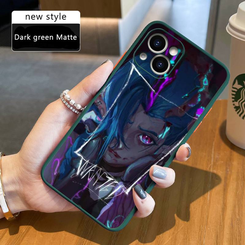 Arcane jinx Phone Case For iPhone 12 11 Mini Pro XR XS Max 7 8 Plus X Matte transparent Back Cover - League of Legends Fan Store