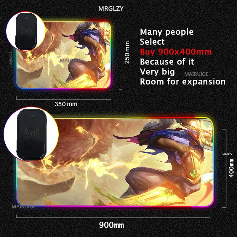 RGB Wireless Charging LED Arcane Mouse Pad Ekko Game Accessories Charger Mat Gaming MousePad Typec League of Legends Carpet Rug - League of Legends Fan Store