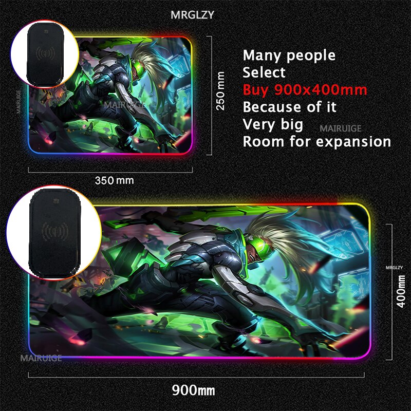 RGB Wireless Charging LED LOL Mouse Pad Ekko Game Accessories Charger Mat XXL Gaming MousePad Typec League of Legends Carpet Rug - League of Legends Fan Store