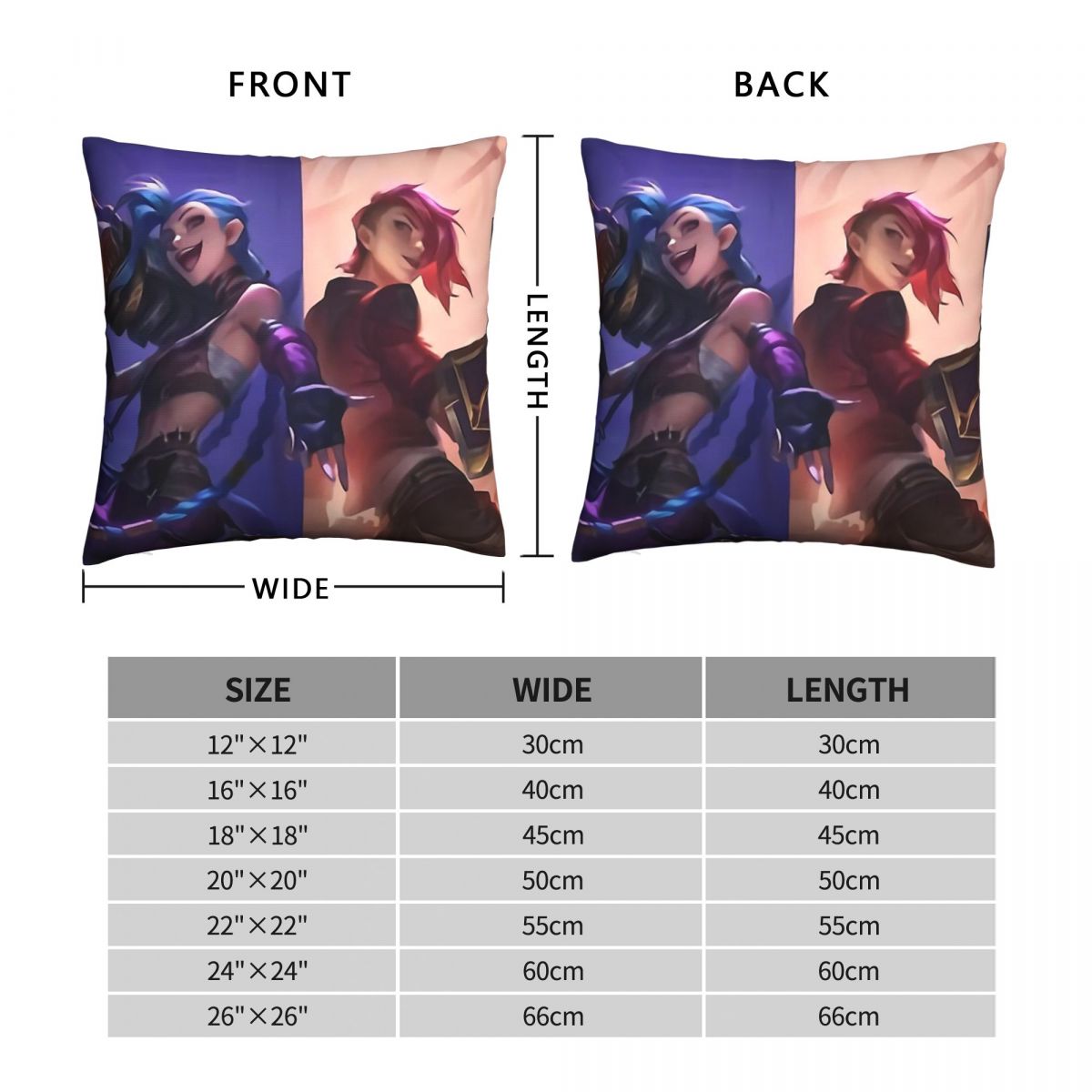 Vi And Powder Throw Pillow Case Arcane - League of Legends Fan Store