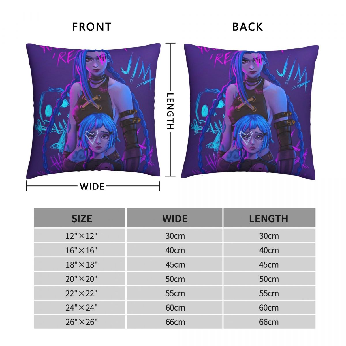 Jinx And Powder Polyester Cushion Cover - League of Legends Fan Store