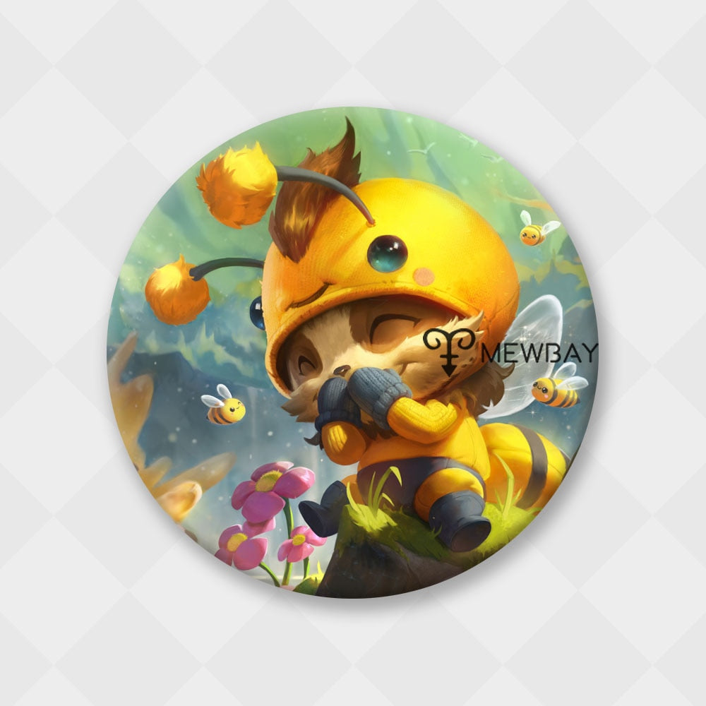 League of Legends Badge Cute Bee Teemo Yuumi Ziggs Heimerdinger Nunu Orianna Brooch - League of Legends Fan Store