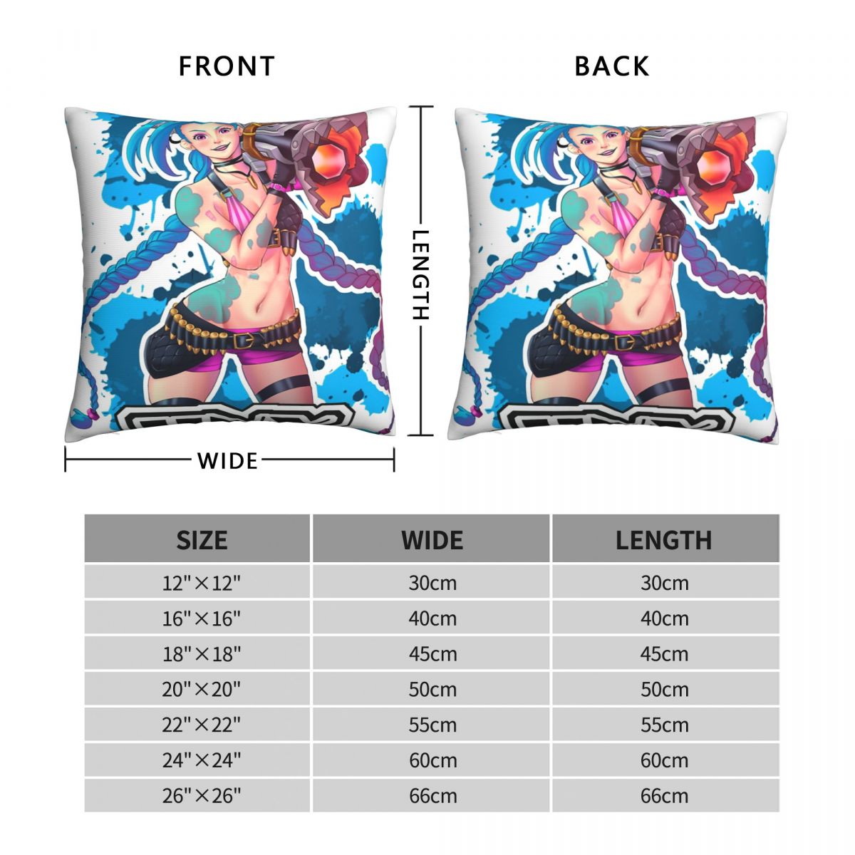 Jinx Throw Pillow Case Arcane 5 - League of Legends Fan Store