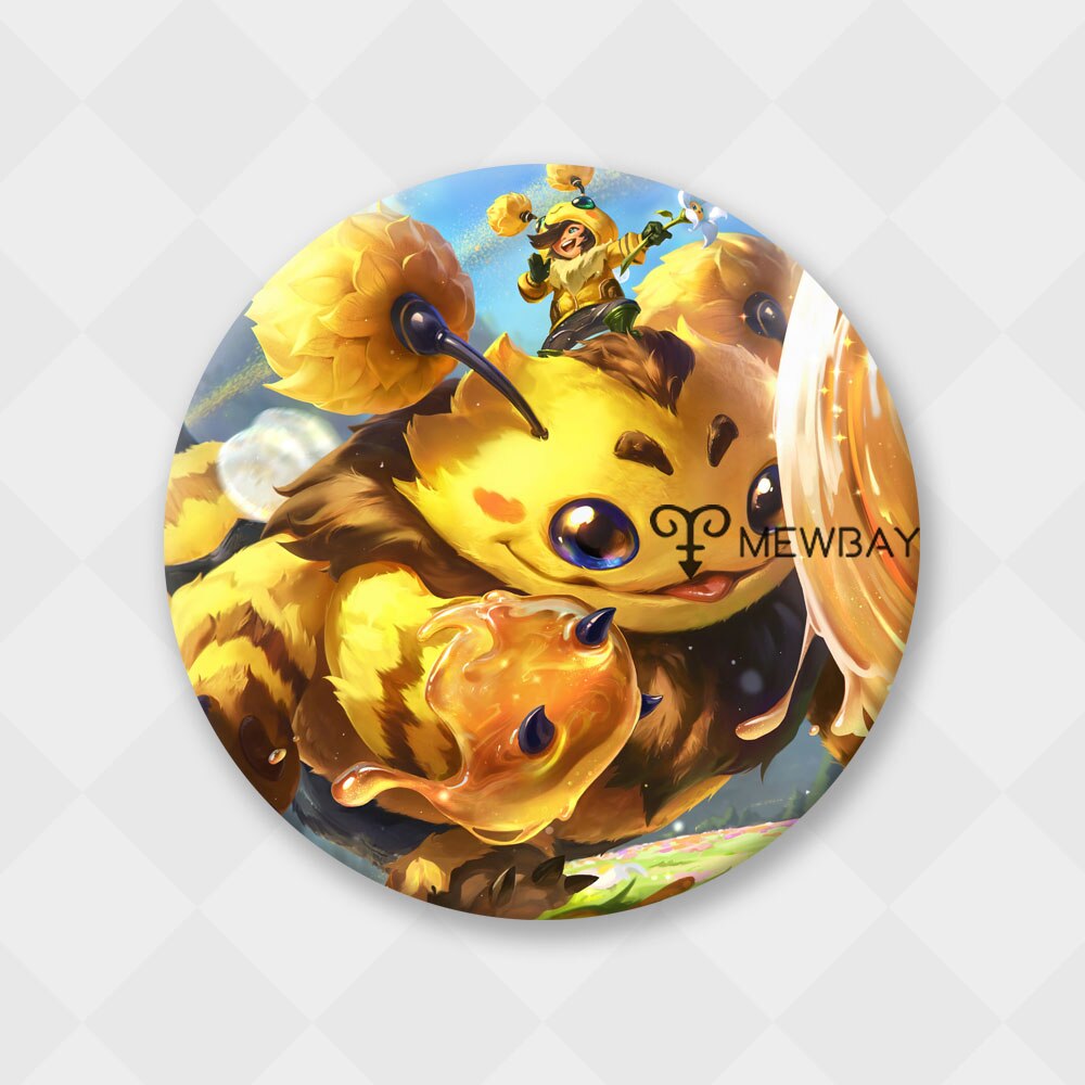 League of Legends Badge Cute Bee Teemo Yuumi Ziggs Heimerdinger Nunu Orianna Brooch - League of Legends Fan Store