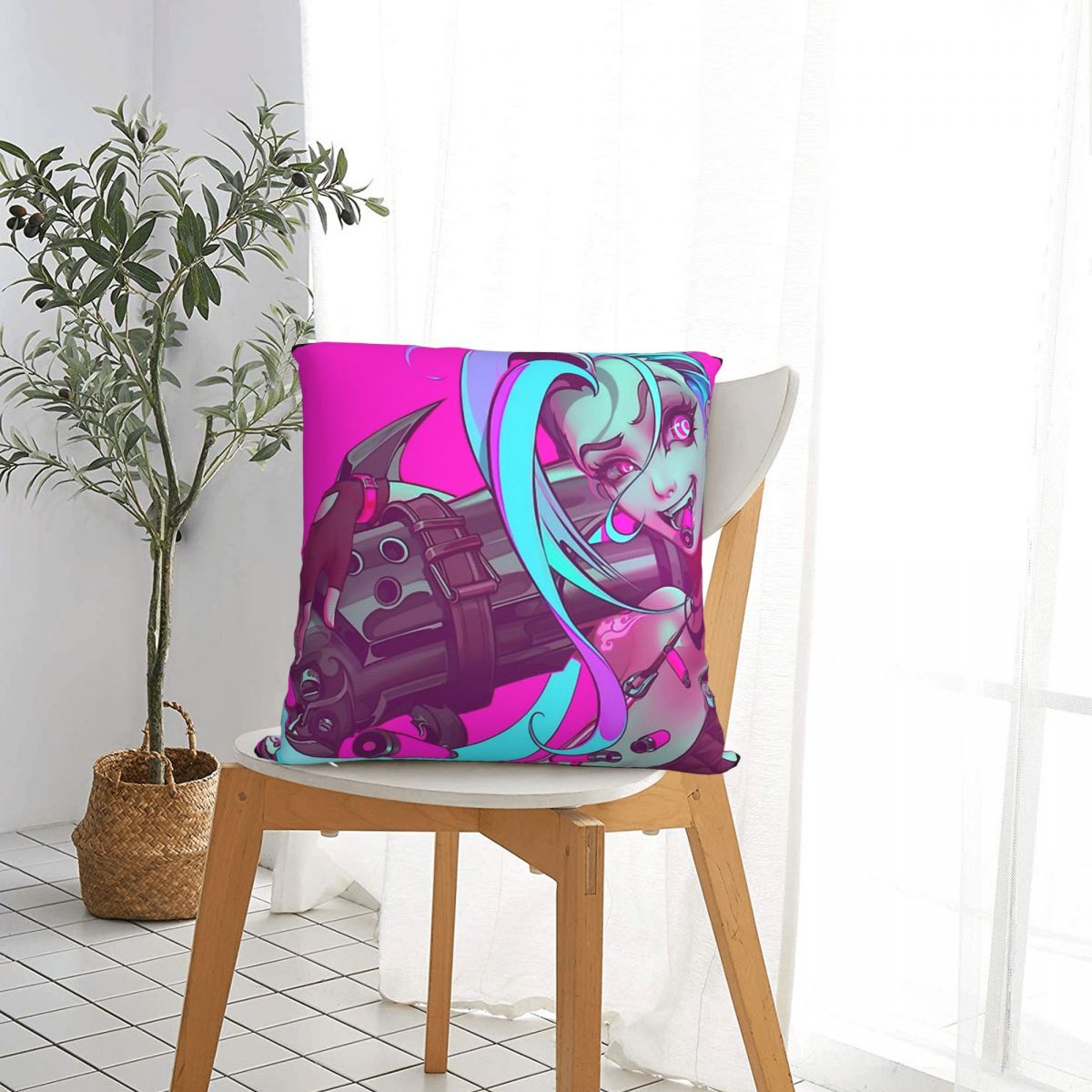 Jinx Throw Pillow Case Arcane 6 - League of Legends Fan Store