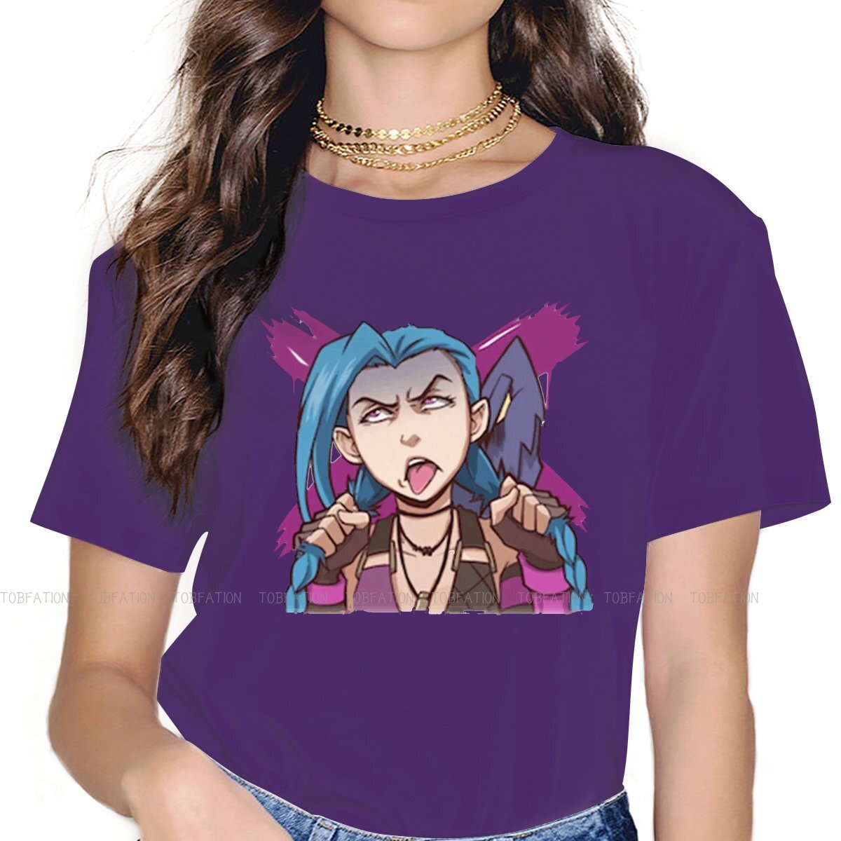 Tongue Out Jinx Hipster TShirts - League of Legends Fan Store