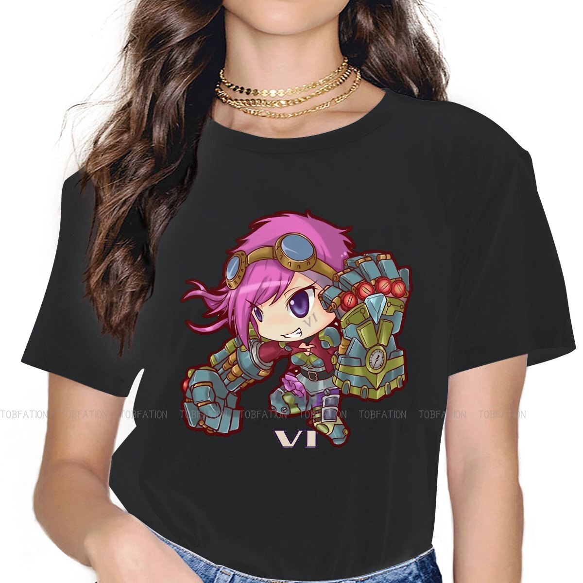 Kawaii VI The Piltover Enforcer T-Shirt - League of Legends Fan Store