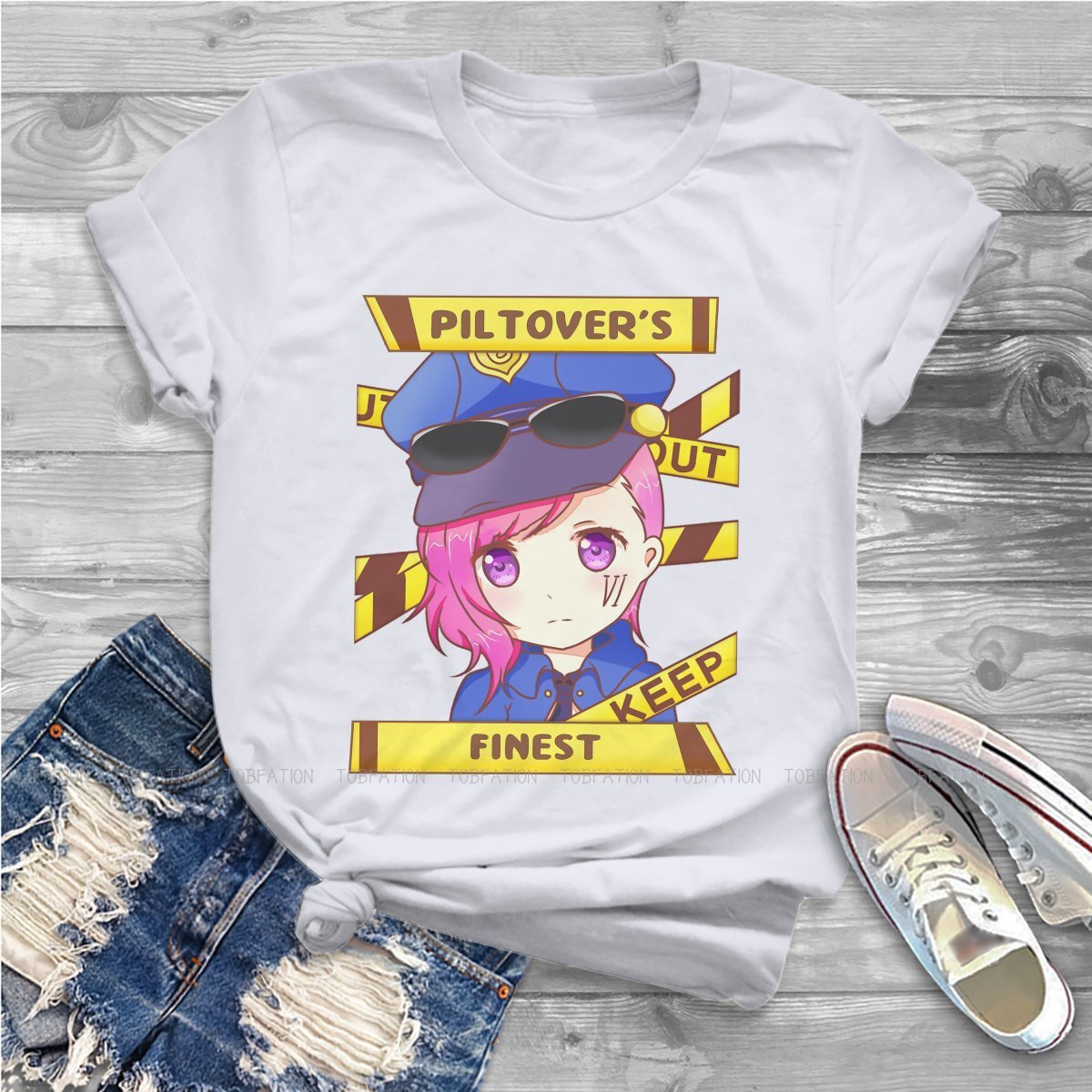 Arcane Chibi Vi The Piltover Enforcer Distinctive T Shirt - League of Legends Fan Store