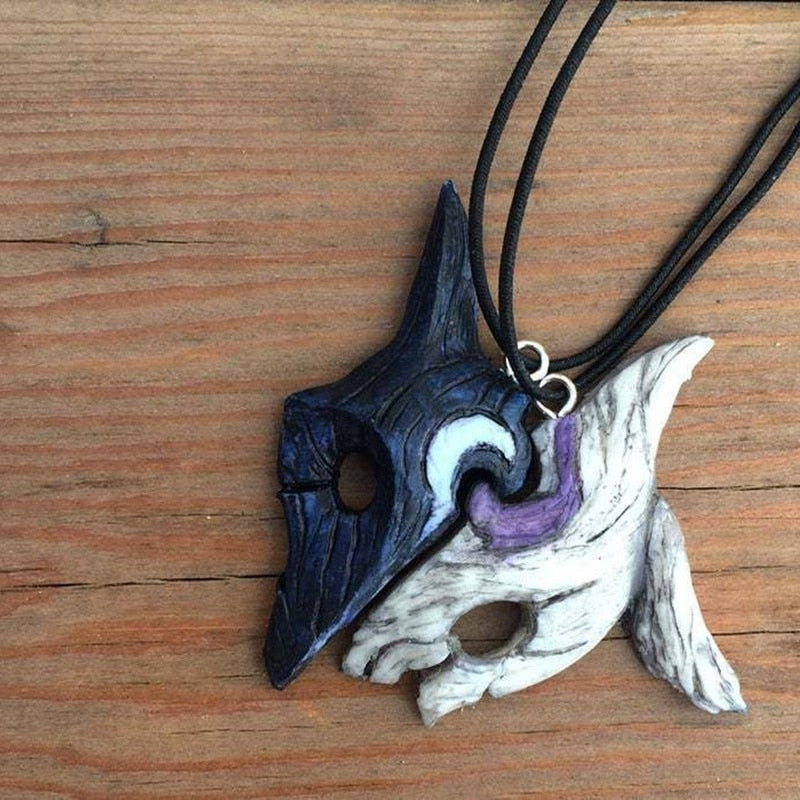 "Eternal Hunters" Black and White Mosaic Mask Pendant Necklace - League of Legends Fan Store