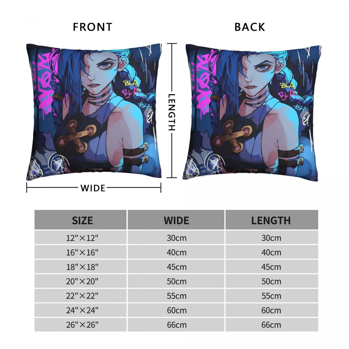 Jinx Anime Throw Pillow Case Arcane - League of Legends Fan Store