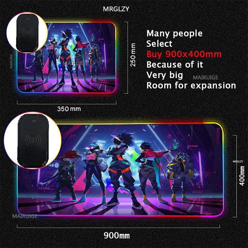 RGB Wireless Charging LED Arcane Mouse Pad Ekko Game Accessories Charger Mat Gaming MousePad Typec League of Legends Carpet Rug - League of Legends Fan Store