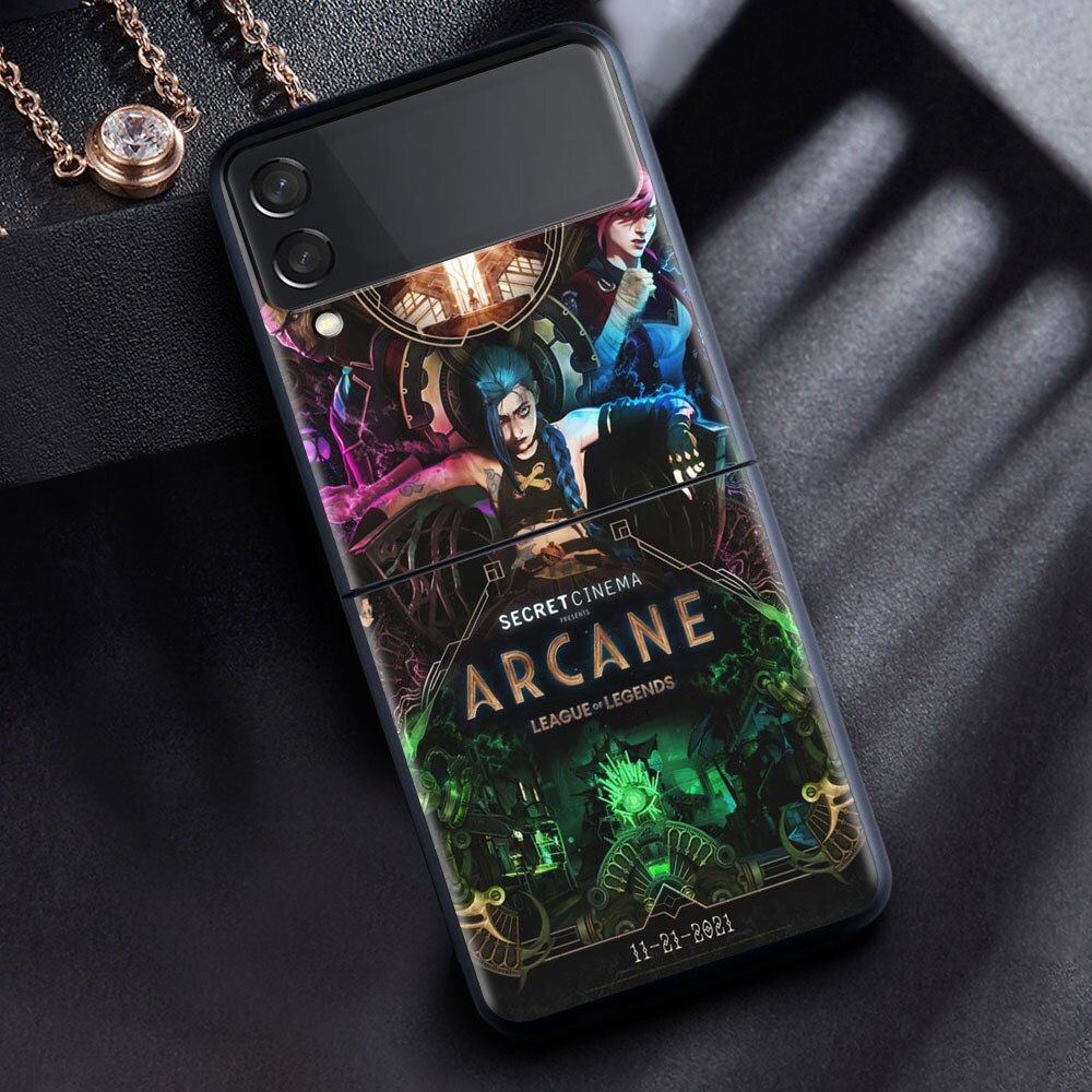 Case For Samsung Galaxy Z Flip 3 5G Shockproof Black PC Hard ZFlip 3 Phone Cover Luxury Anti-Fall Shell Arcane Hot Anime Funda - League of Legends Fan Store