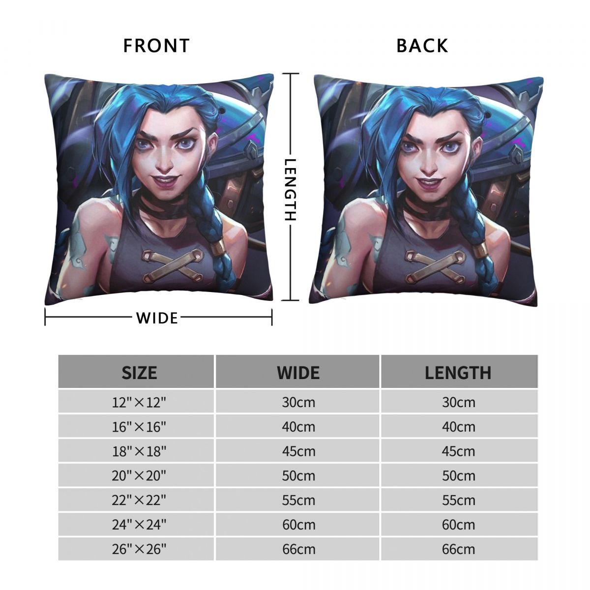 Jinx Throw Pillow Case Arcane 9 - League of Legends Fan Store