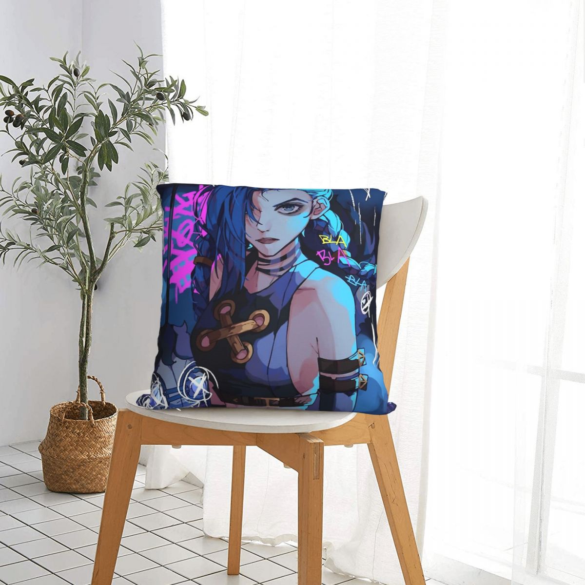 Jinx Anime Throw Pillow Case Arcane - League of Legends Fan Store