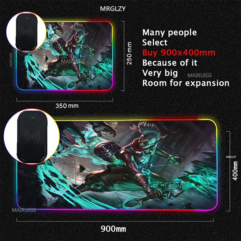 RGB Wireless Charging LED LOL Mouse Pad Ekko Game Accessories Charger Mat XXL Gaming MousePad Typec League of Legends Carpet Rug - League of Legends Fan Store