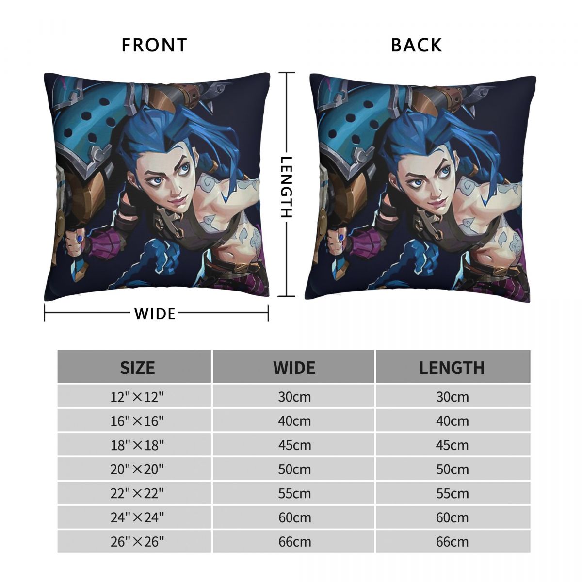 Jinx Throw Pillow Case Arcane 3 - League of Legends Fan Store