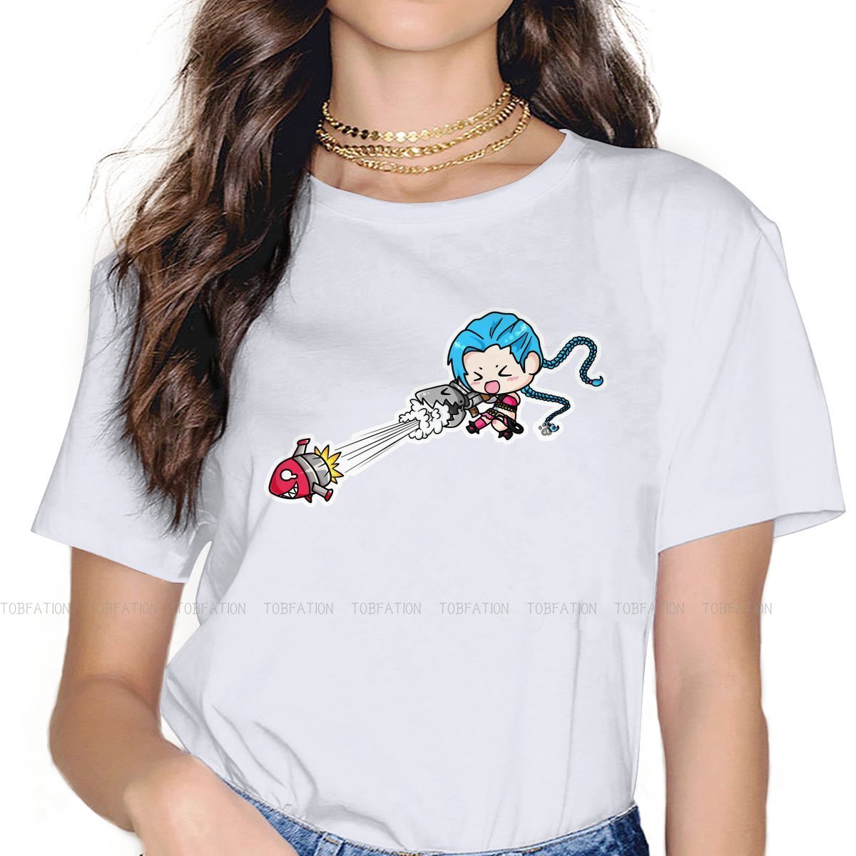 Arcane Cute Sticker Jinx Humor T Shirt - League of Legends Fan Store