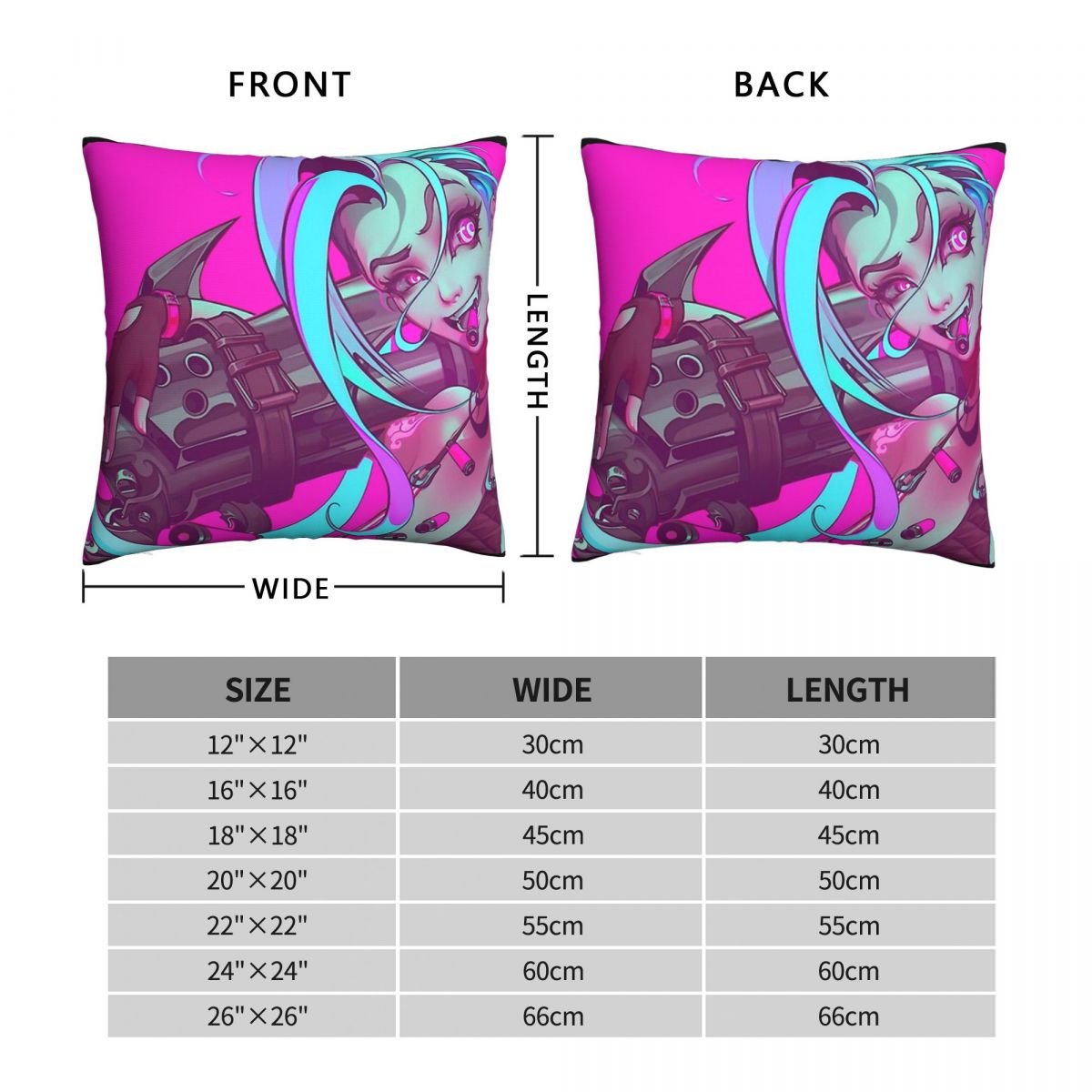 Jinx Throw Pillow Case Arcane 6 - League of Legends Fan Store