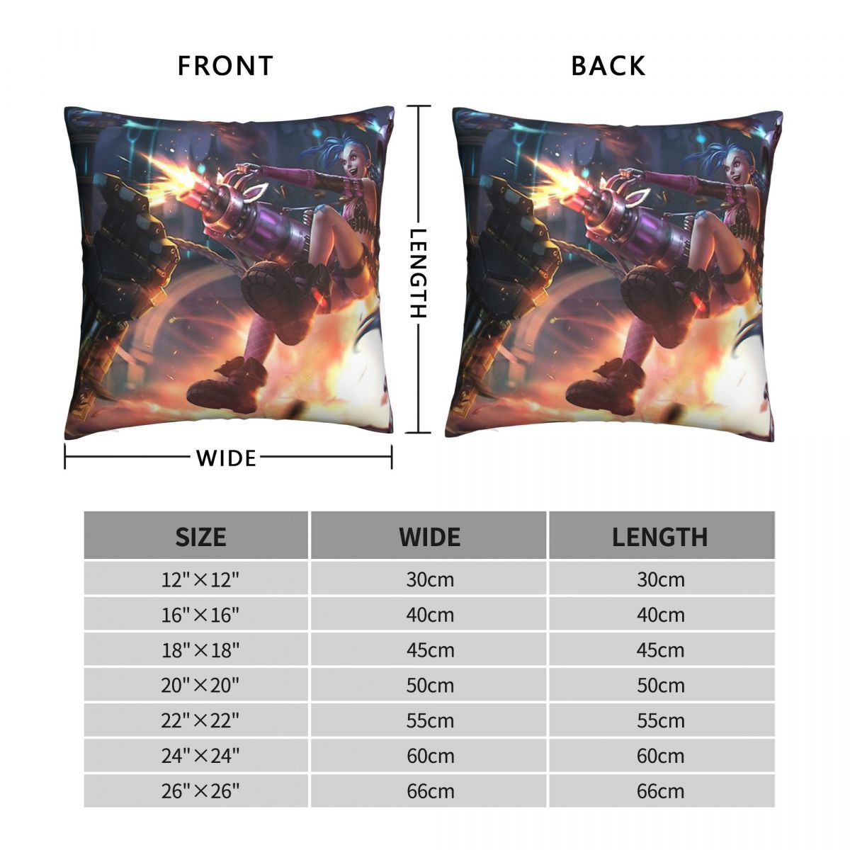 Jinx World Throw Pillow Case - League of Legends Fan Store