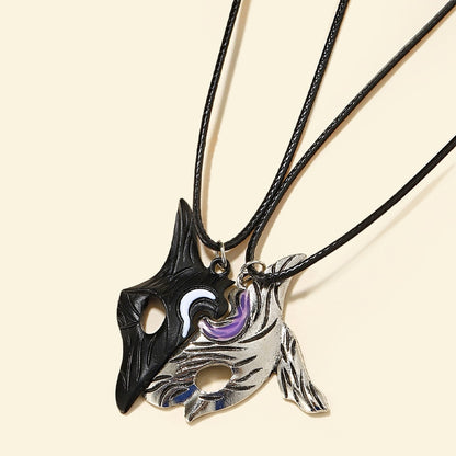 "Eternal Hunters" Black and White Mosaic Mask Pendant Necklace - League of Legends Fan Store