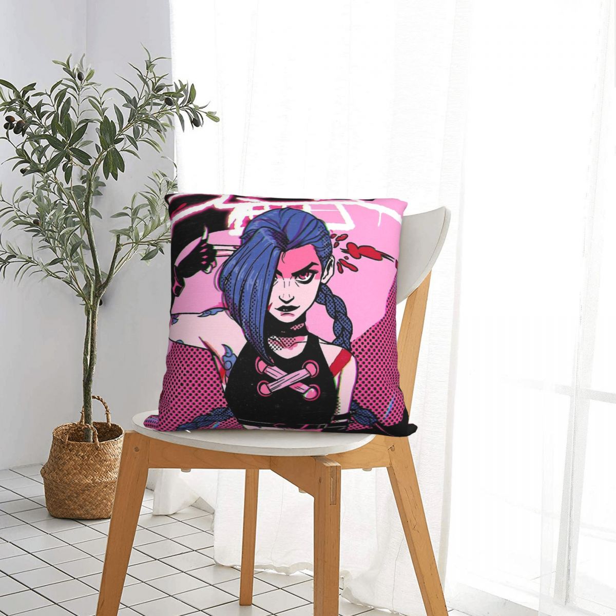 Jinx Monkey Logo Polyester Cushion Cover - League of Legends Fan Store